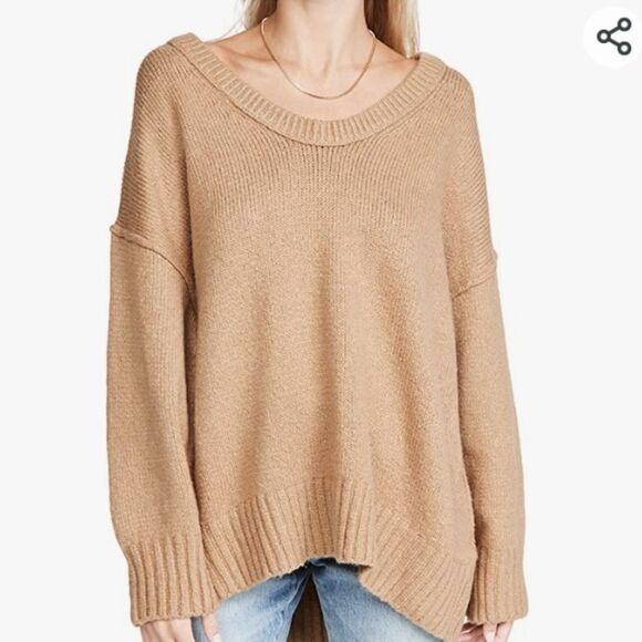 Free People Brookside Tunic Sweater Desert Camel Brown Oversized - Picture 10 of 10